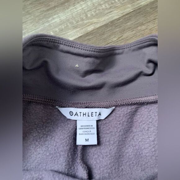 Athleta Sweat Pants Retro Plush Wide Leg Soft Warm Purple Lilac Lavender Size M - Picture 7 of 10